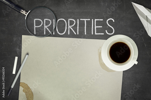 Priorities concept on black blackboard