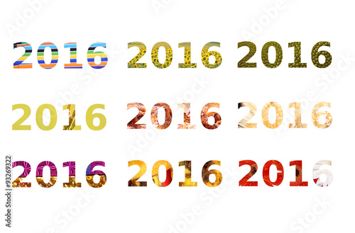 Nine different style of text for Happy New Year 2016