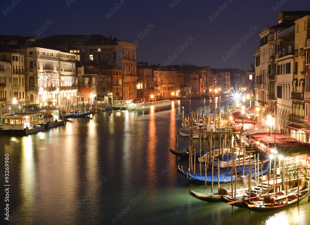 Venice landscape by night, Italian tourist attraction place