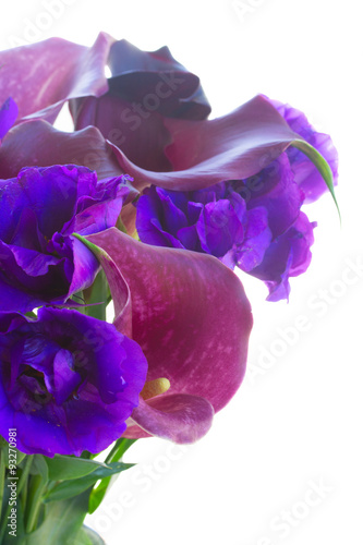 Calla lilly and eustoma flowers photo