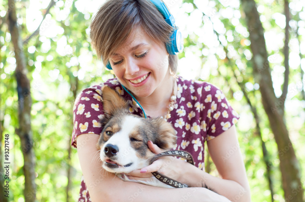 blonde girl with his dog blonde girl with his dog