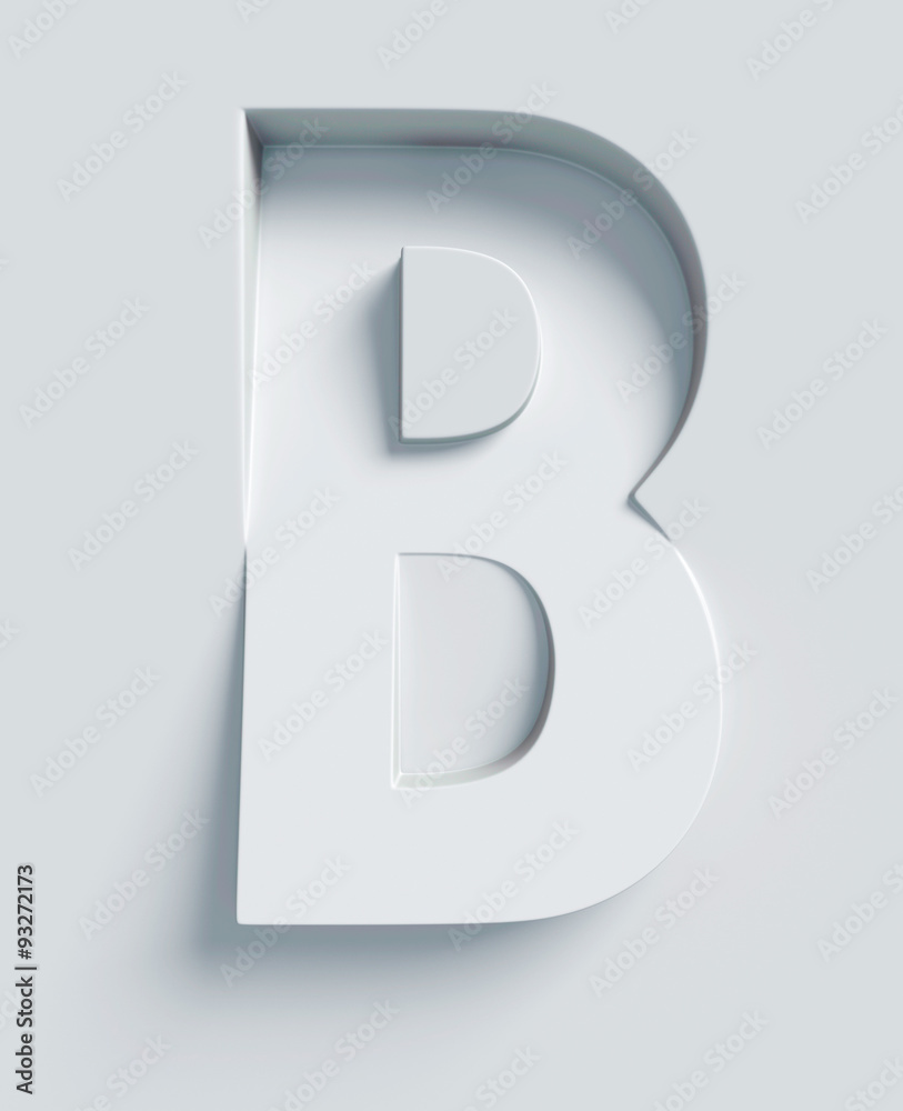 Letter B slanted 3d font engraved and extruded from the surface Letter B slanted 3d font engraved and extruded from the surface