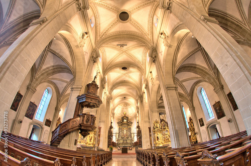 Interior of Hofkirche church in Lucerne, switzerland photo