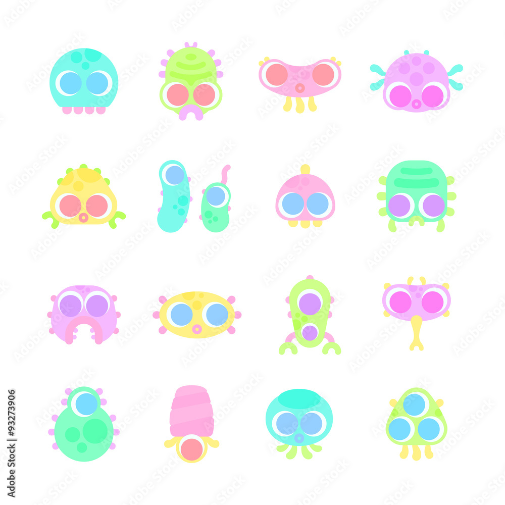 set of simple minimal flat monster characters for use in design set of simple minimal flat monster characters for use in design