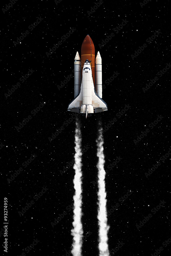 Naklejka premium Space shuttle taking off on a mission. Elements of this image