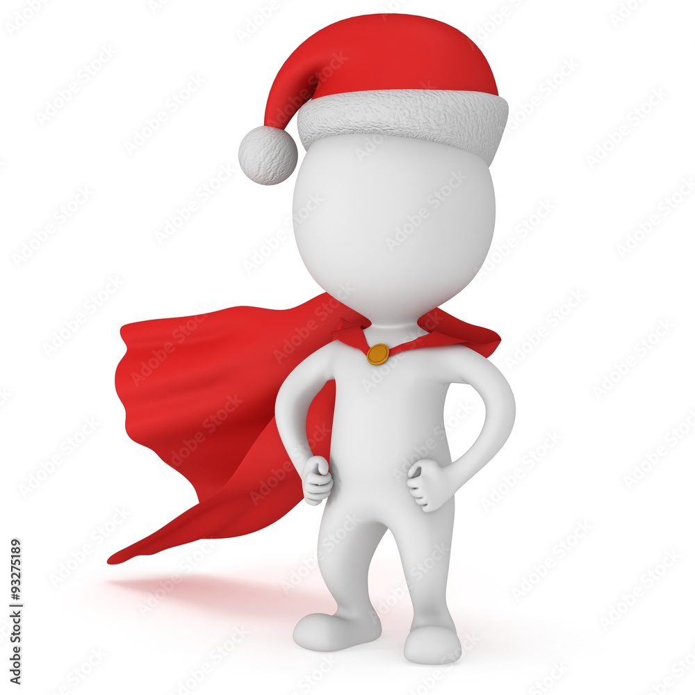 3d man - brave superhero santa claus with arms akimbo 3d man - brave superhero santa claus with arms akimbo