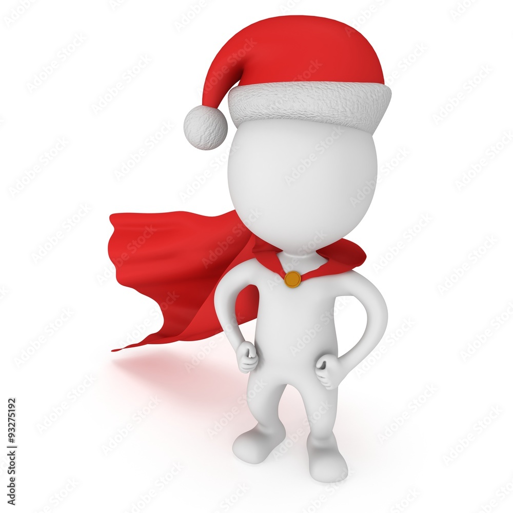 3d man - brave superhero santa claus with arms akimbo 3d man - brave superhero santa claus with arms akimbo