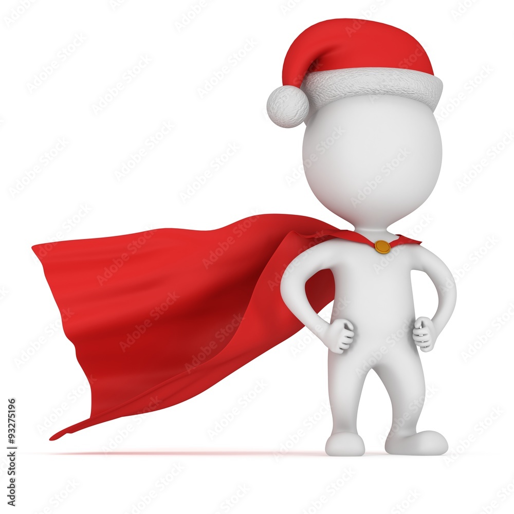 3d man - brave superhero santa claus with arms akimbo 3d man - brave superhero santa claus with arms akimbo