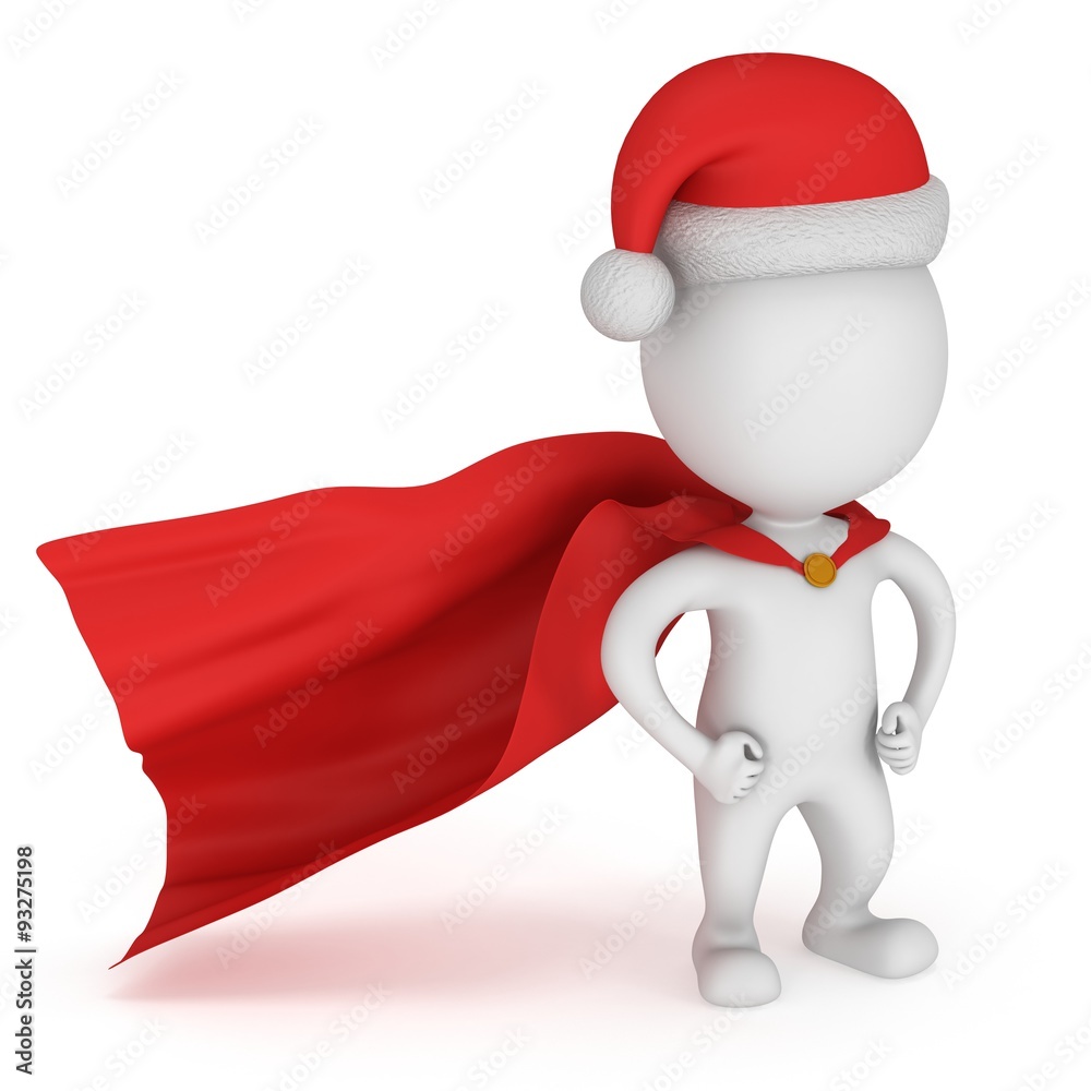 3d man - brave superhero santa claus with arms akimbo 3d man - brave superhero santa claus with arms akimbo