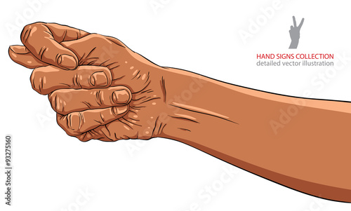 Fig fico hand sign, African ethnicity, vector illustration