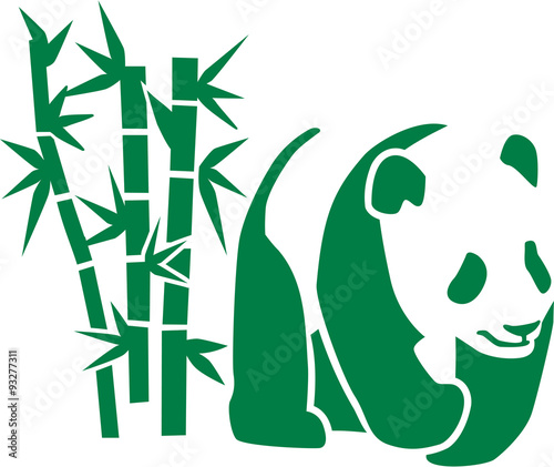 Fototapeta Naklejka Na Ścianę i Meble -  Panda with green bambus