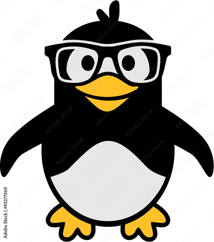 Obraz premium Penguin with glasses cartoon hipster