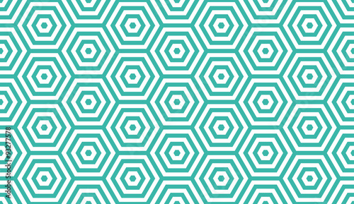 Seamless mint and white op art hexagon illusion pattern vector