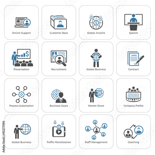 Business and Finances Icons Set. Flat Design.