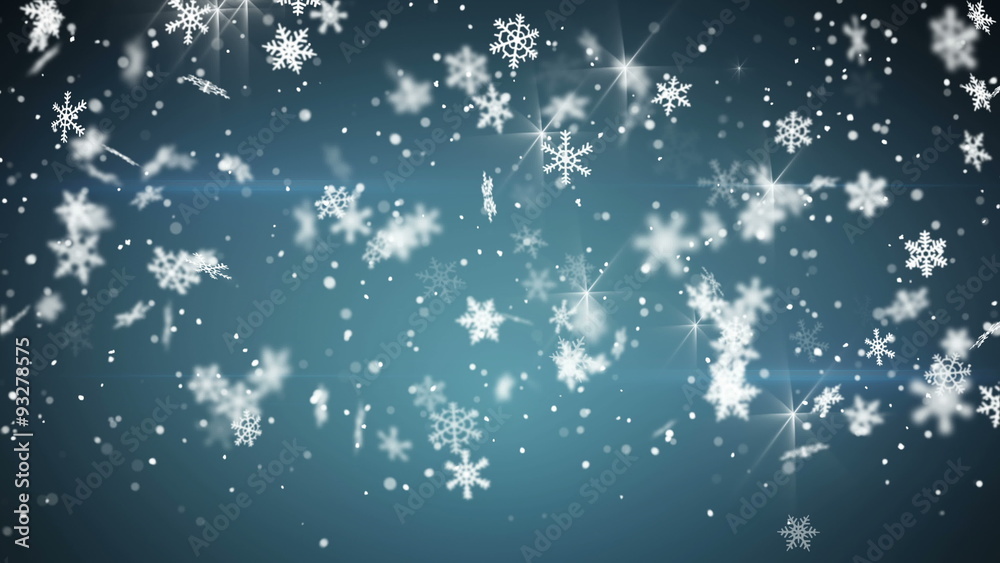 snowfall on blue seamless loop christmas background 4k (4096x2304)
