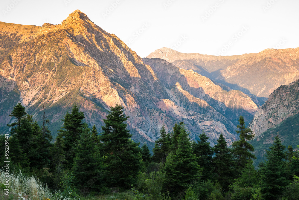 Mountains at sunset in Evrytania, Greece Mountains at sunset in Evrytania, Greece
