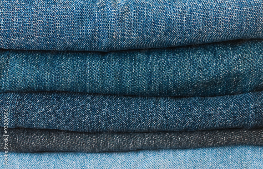 Jeans stacked - full frame - studio shot Jeans stacked - full frame - studio shot