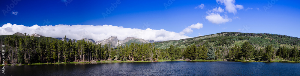 scenic view of the rocky mountain national park, sprague lake