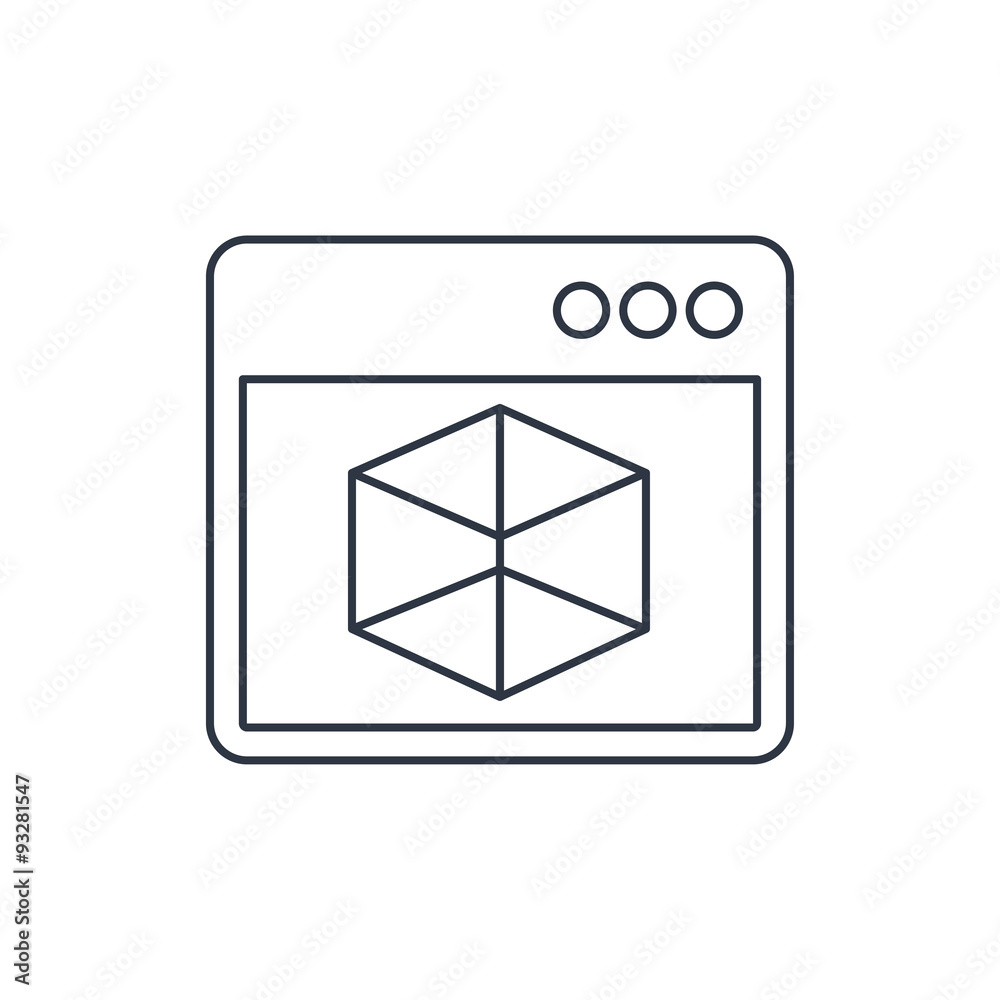Vector icon of 3d program window Vector icon of 3d program window