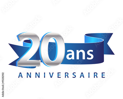 20 Ruban Bleu logo Anniversaire