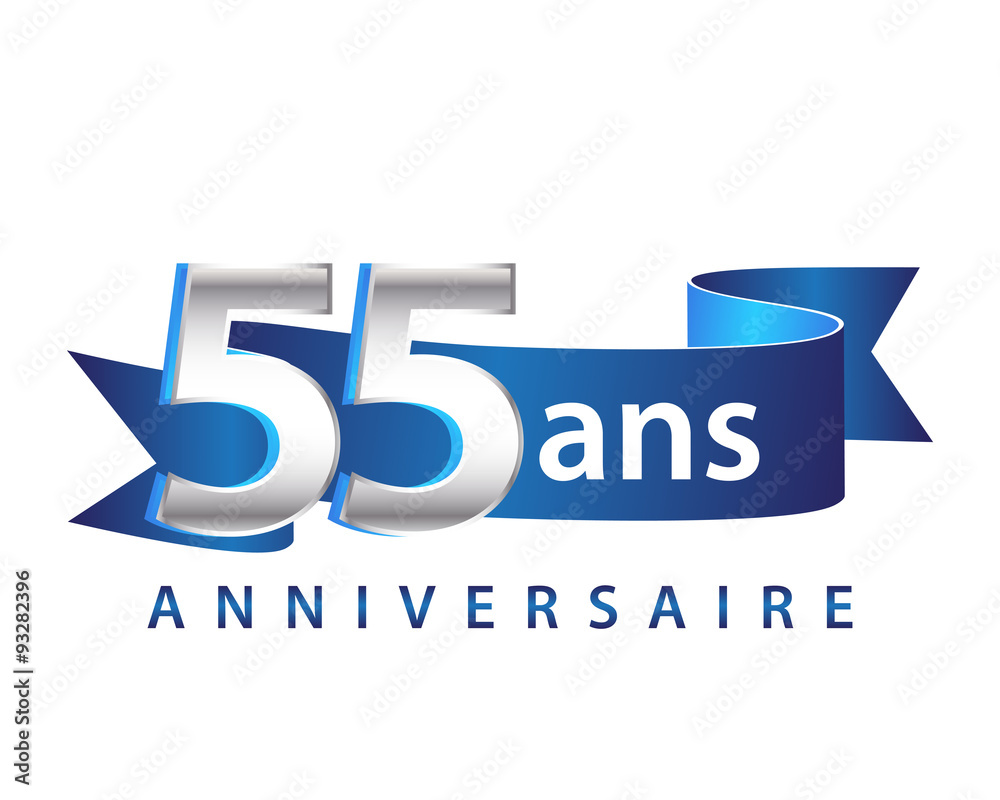 55 Ruban Bleu Logo Anniversaire