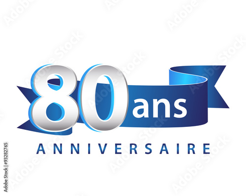80 Ruban Bleu Logo Anniversaire
