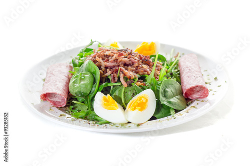 peasant salad on white background
