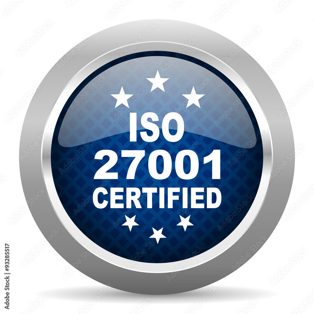 iso 27001 blue circle glossy web icon on white background, round button for internet and mobile app iso 27001 blue circle glossy web icon on white background, round button for internet and mobile app
