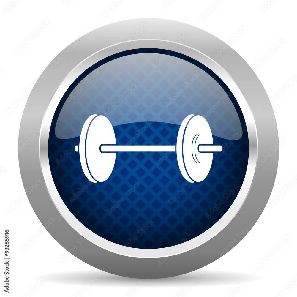 fitness blue circle glossy web icon on white background, round button for internet and mobile app fitness blue circle glossy web icon on white background, round button for internet and mobile app