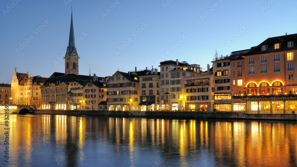 Obraz premium Zurich at Twilight, Switzerland 