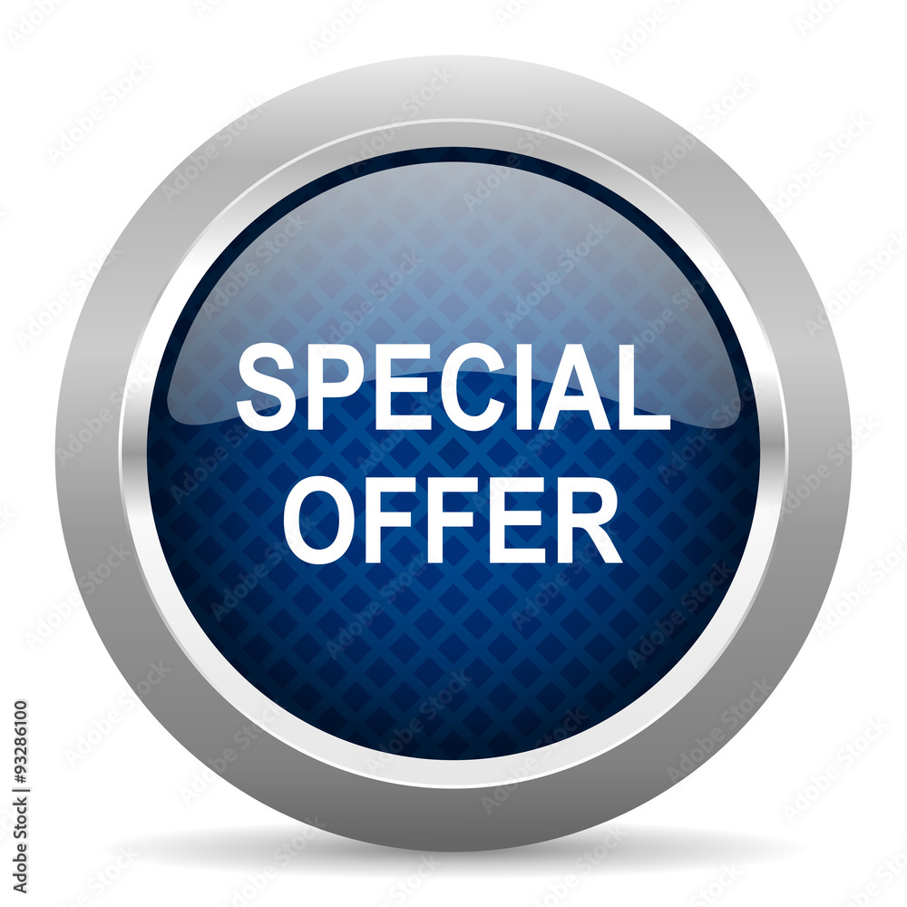 special offer blue circle glossy web icon on white background, round button for internet and mobile app special offer blue circle glossy web icon on white background, round button for internet and mobile app