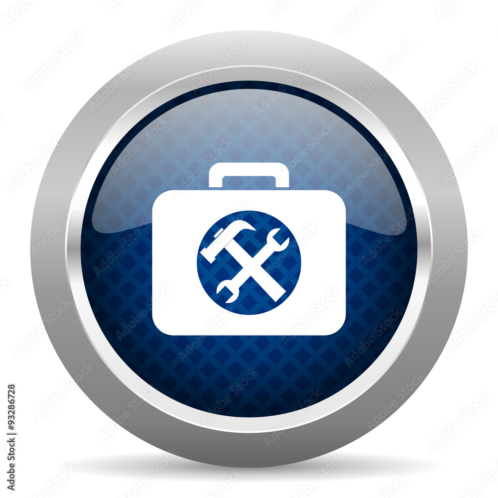 toolkit blue circle glossy web icon on white background, round button for internet and mobile app toolkit blue circle glossy web icon on white background, round button for internet and mobile app