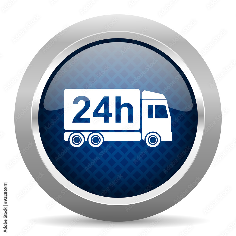 delivery blue circle glossy web icon on white background, round button for internet and mobile app delivery blue circle glossy web icon on white background, round button for internet and mobile app