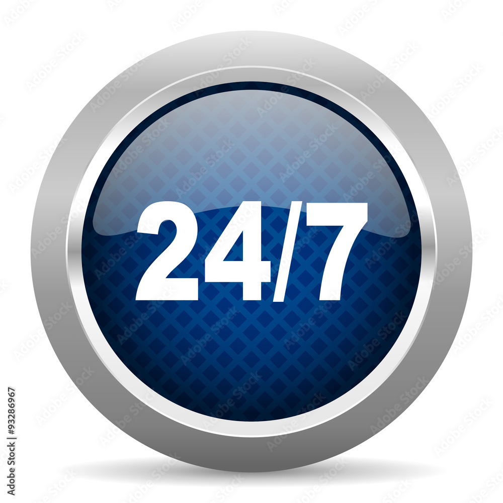 24/7 blue circle glossy web icon on white background, round button for internet and mobile app 24/7 blue circle glossy web icon on white background, round button for internet and mobile app