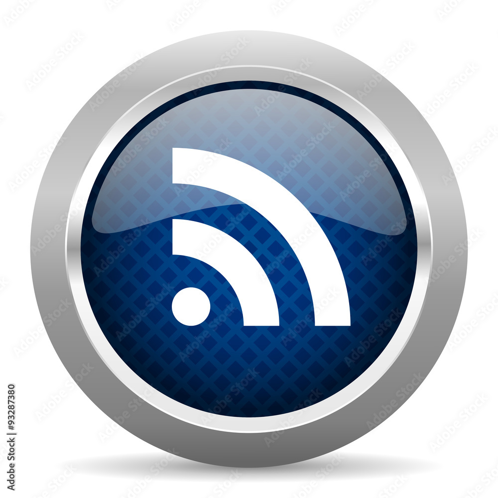rss blue circle glossy web icon on white background, round button for internet and mobile app rss blue circle glossy web icon on white background, round button for internet and mobile app