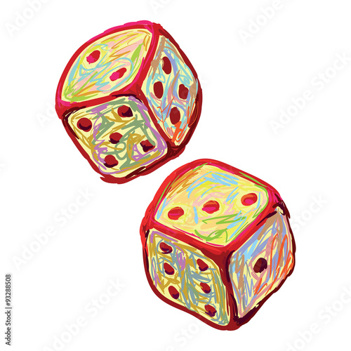 Game gamble casino dice set sketch isolated on white background illustration