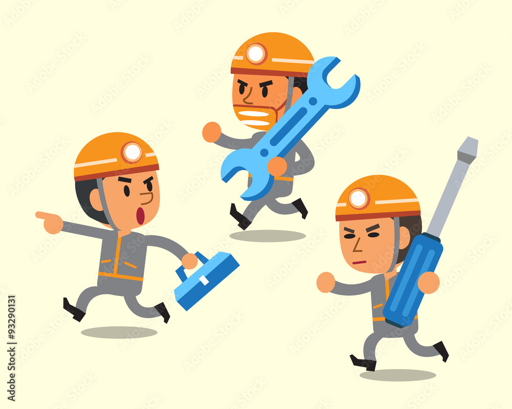 Cartoon technician team Cartoon technician team