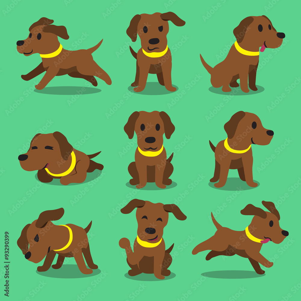 Cartoon character brown labrador dog poses