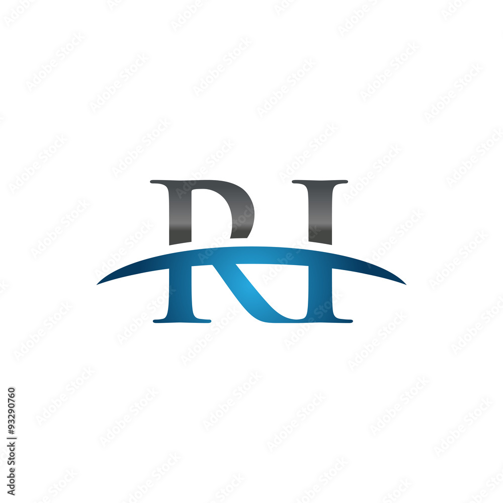 RI initial company swoosh logo blue RI initial company swoosh logo blue