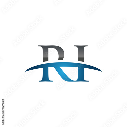 RI initial company swoosh logo blue