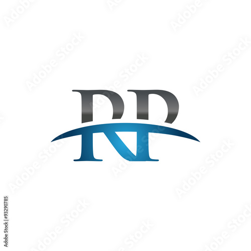 RP initial company swoosh logo blue