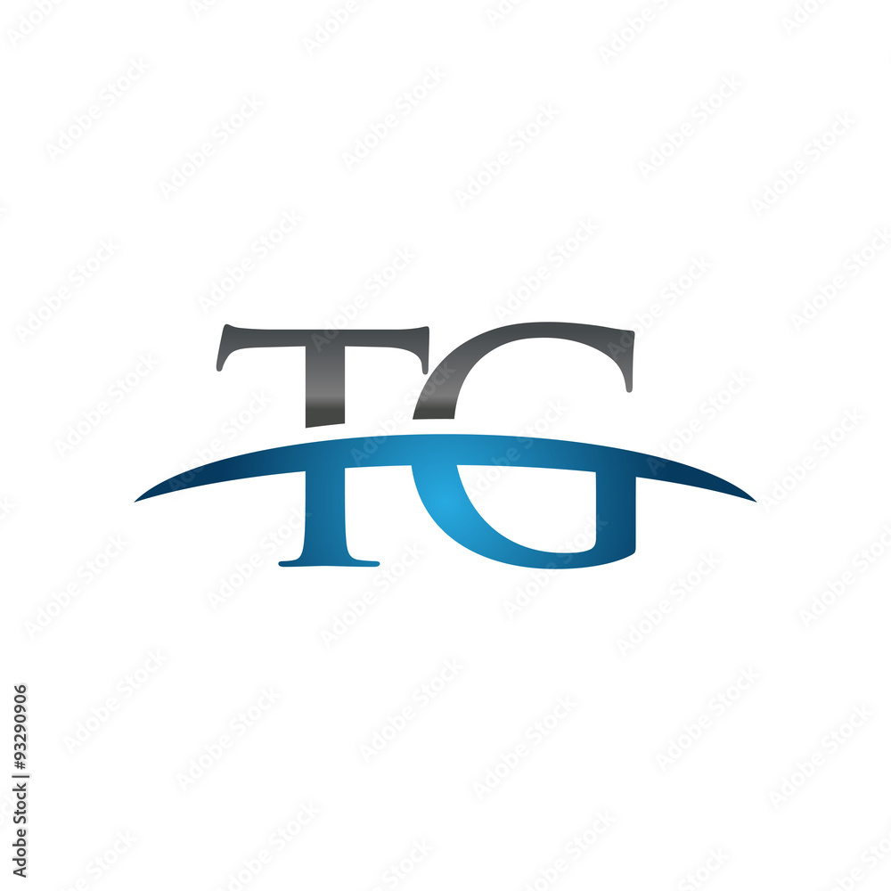 TG initial company swoosh logo blue