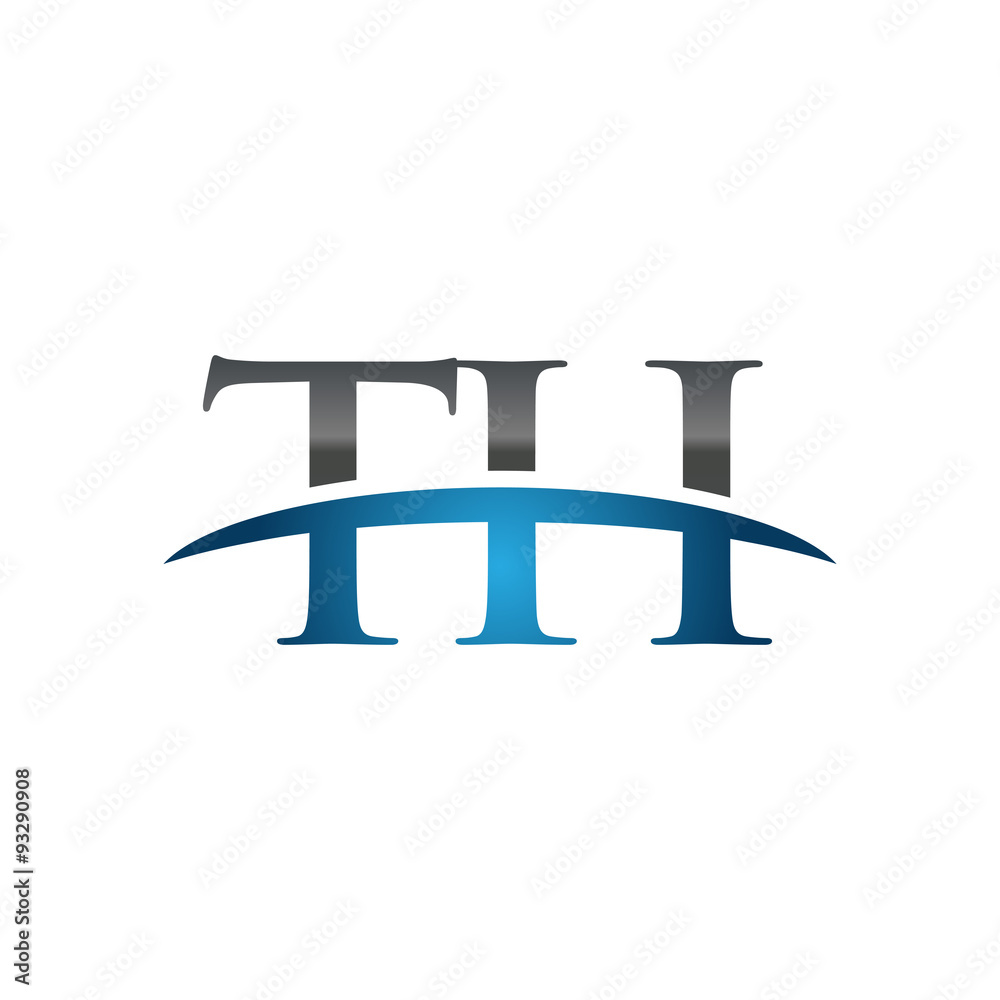 TH initial company swoosh logo blue TH initial company swoosh logo blue