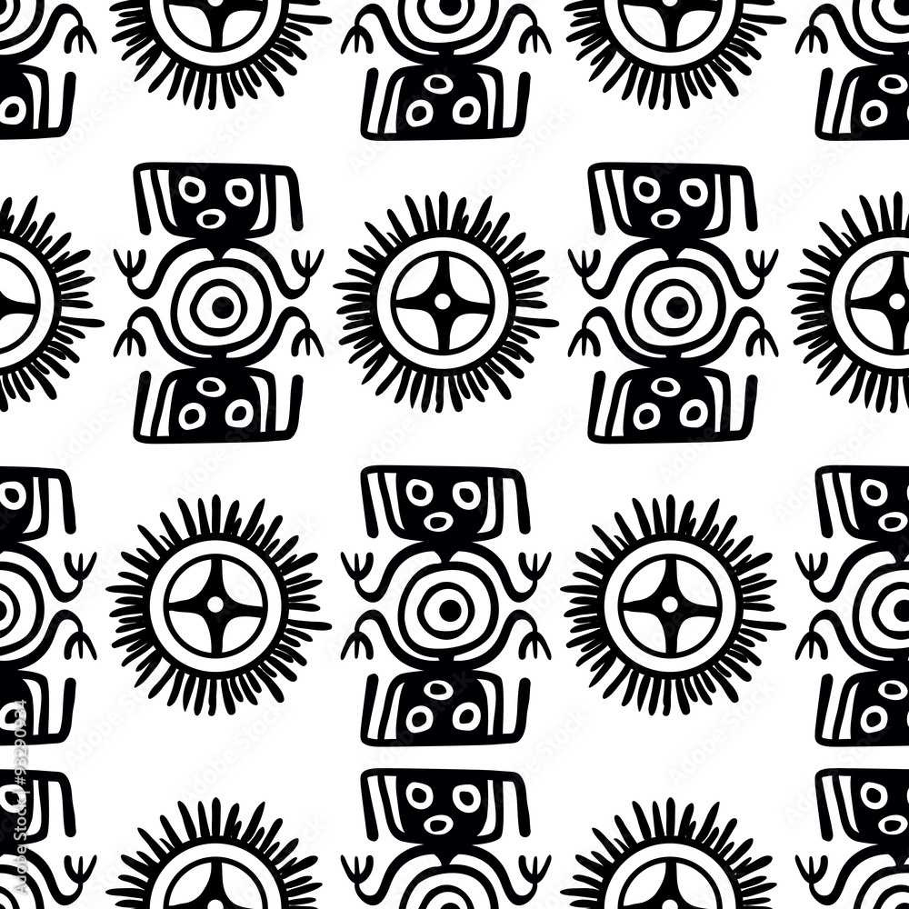 Seamless Mexican black and white pattern with abstract decorative element vector background. Perfect for wallpapers, pattern fills, web page backgrounds, surface textures, textile Seamless Mexican black and white pattern with abstract decorative element vector background. Perfect for wallpapers, pattern fills, web page backgrounds, surface textures, textile