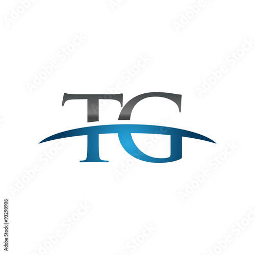 TG initial company swoosh logo blue