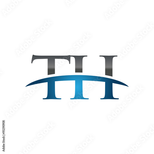 TH initial company swoosh logo blue
