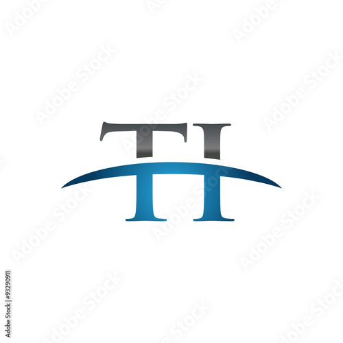 TI initial company swoosh logo blue