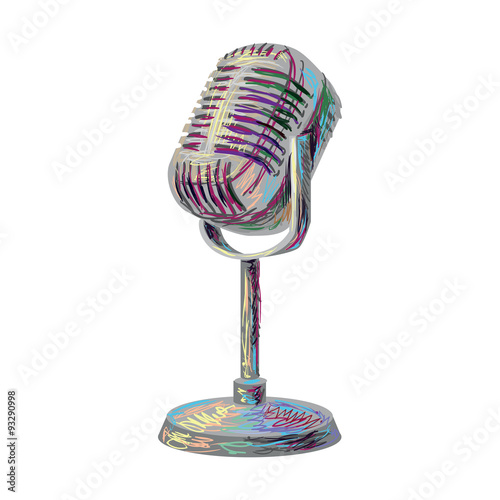 Vintage microphone vector illustration of isolated retro