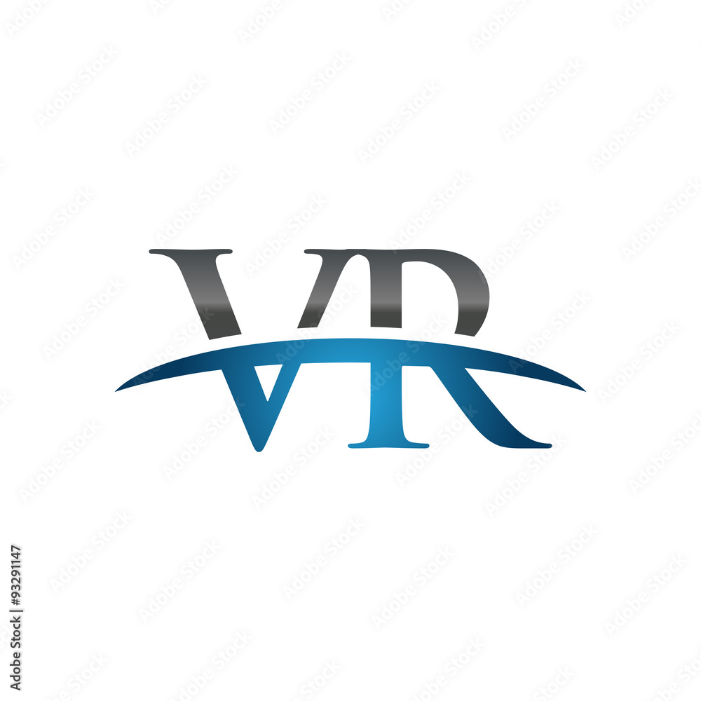 VR initial company swoosh logo blue VR initial company swoosh logo blue