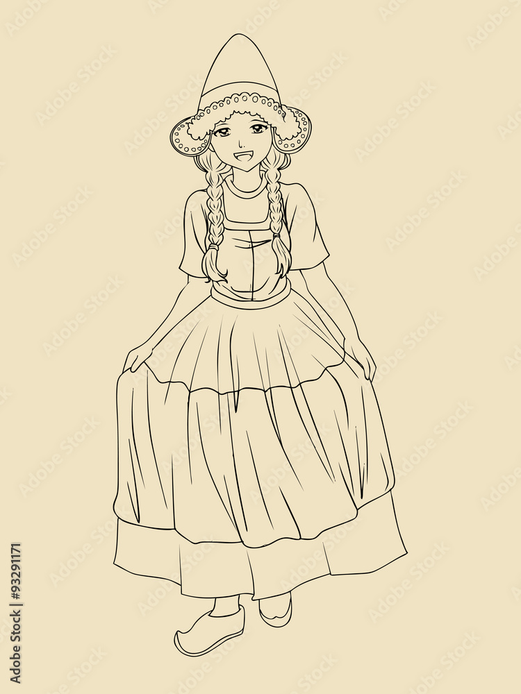 Fototapeta premium Traditional Costume Dutch Lady
